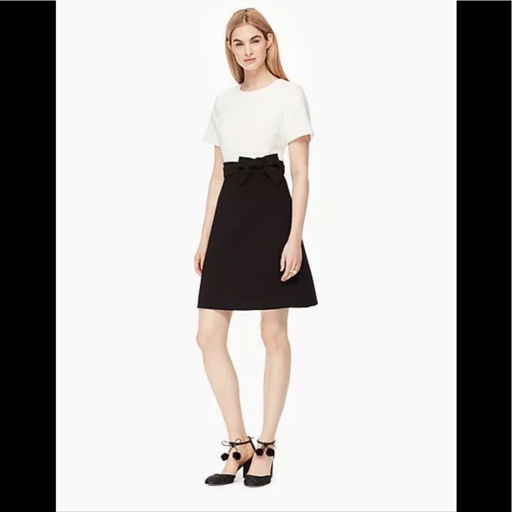 KATE SPADE NY Blue & Ivory Colorblock Bow Dress 4